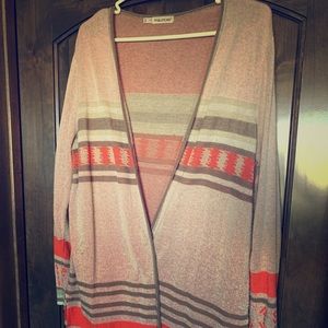 Used coral print duster